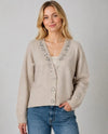 DREAMERS TA1191-R CRYSTAL VINE EMBELLISHED CARDIGAN OATMEAL