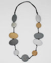 SYLCA DW24N08 JOURNI WOOD BEAD NECKLACE SILVER