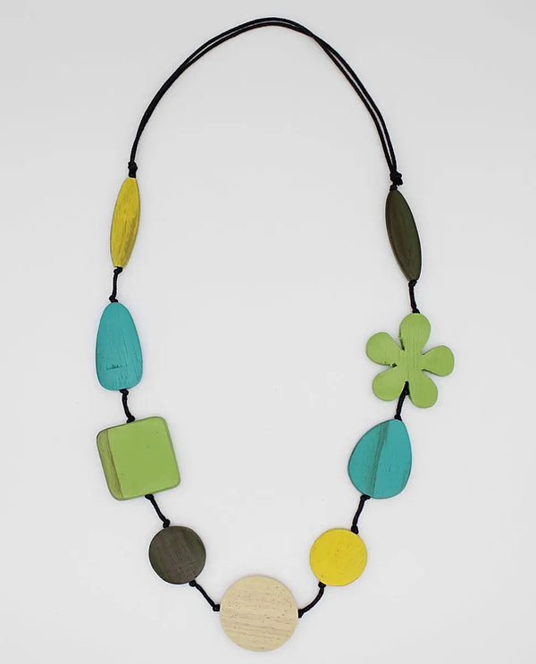 SYLCA DW24N10 BLOSSOM WOOD NECKLACE GREEN