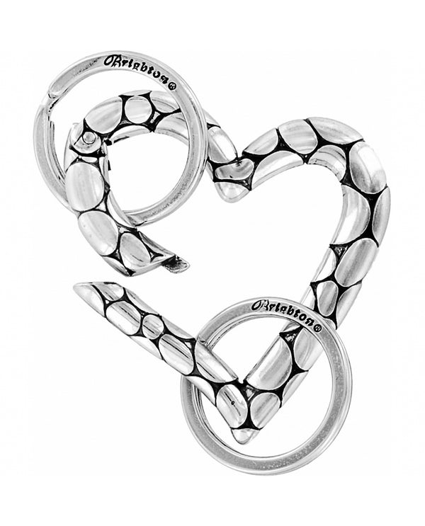 BRIGHTON E13390 SILVER PEBBLE HEART VALET FOB