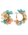 RAIN E4981 FLOWER BOUQUET HOOP EARRING PINK MULTI 4981M