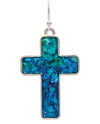 RAIN E5047S BLUE SHELL EPOXY INLAID CROSS EARRING