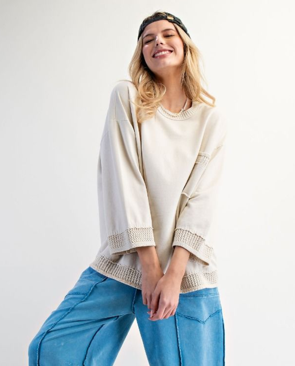 EASEL ET18893 CROCHET POCKET CONTRAST SWEATSHIRT ERCU