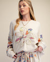 EASEL ET72022 LONG SLEEVE PRINT MIX PATCH FRONT TOP KHAKI