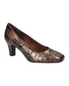 EASY STREET 2529 POET WOMEN'S SQUARE TOE PUMPS BRONZE CROC