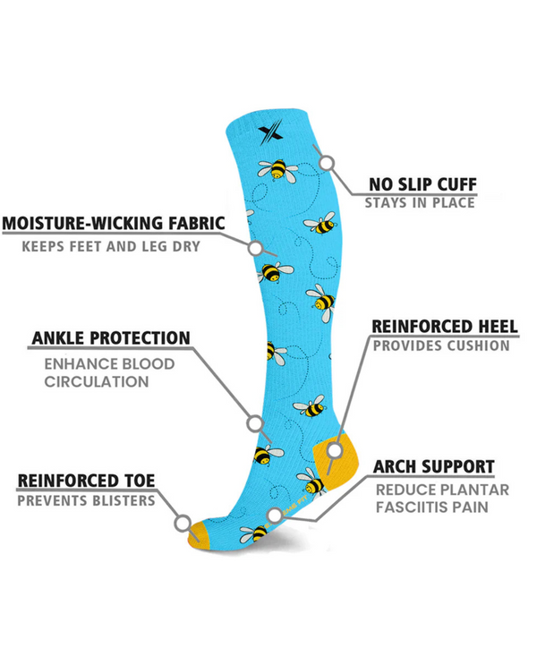 EF-3ECOCS KNEE HIGH COMPRESSION SOCKS-BUGS BEE