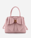 ELEGANCE BOW VEGAN LEATHER SATCHEL HANDBAG S6EY03 blush