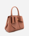 ELEGANCE BOW VEGAN LEATHER SATCHEL HANDBAG S6EY03 mauve