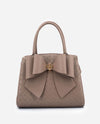 ELEGANCE BOW VEGAN LEATHER SATCHEL HANDBAG S6EY03 taupe