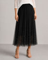 ELLYNDALE ESH-231321 FAIRY PLEATING MESH SKIRT WITH PEARLS BLACK