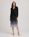 ELLYNDALE ESH-SE302 PLEATING WITH FRINGE DRESS SET OMBRE EFFECT BLACK