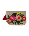 EMBROIDERED MAKE UP BAG/CLUTCH OJ-MBL beige