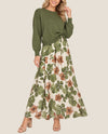 ENTRO D33095 TWO PIECE SWEATER DRESS OLIVE