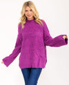 ENTRO T22025 OVERSIZED PULL OVER SWEATER magenta