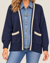 ETERNELLE 6-FW2662-9 ONE SIZE DENIM SWEATER JACKET navy