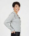 ETHYL 127 RUFFLE COLLAR SHORT CARDIGAN GREY
