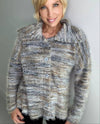 ETHYL 2515GRY FUZZY MOCK NECK CARDIGAN grey