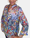 ETHYL 26035FUN V-NECK 3/4 SLEEVE TOP BLUE