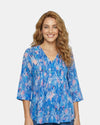 ETHYL 6933LP 3/4 SLEEVE BUTTON DOWN BLUE