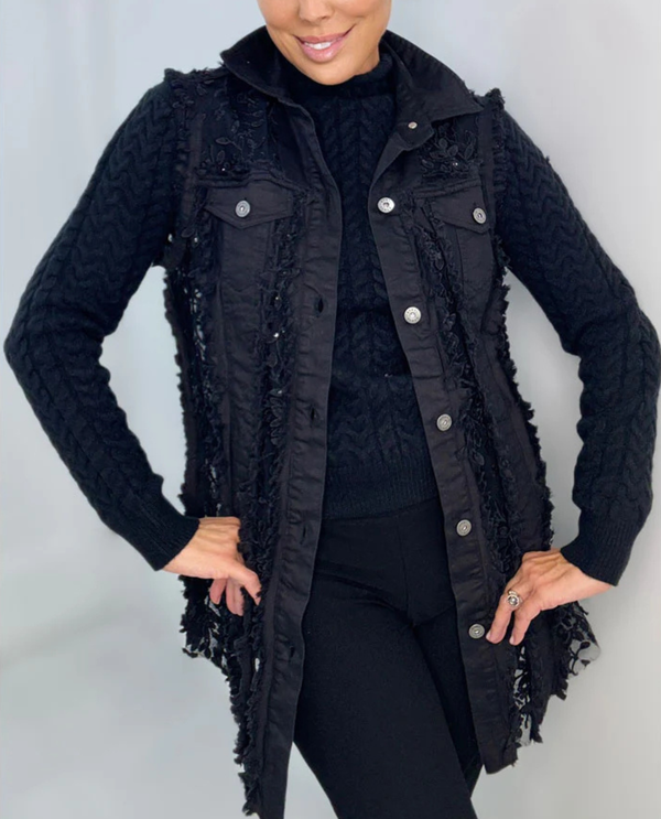 ETHYL 80L RAW EDGED VEST BLACK