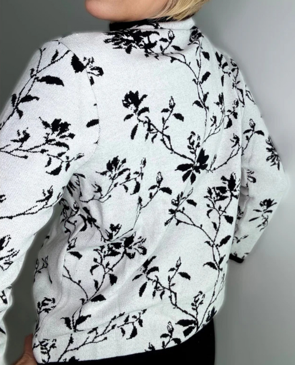 ETHYL 991WHBK QUARTER ZIP SWEATER BLACK/WHITE BACK