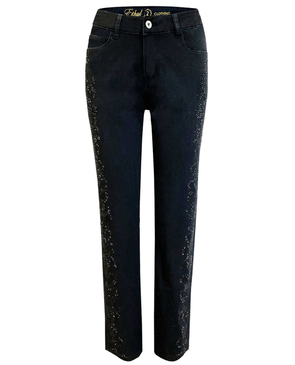 ETHYL P30BLKS PULL-ON PANT W/ STONES