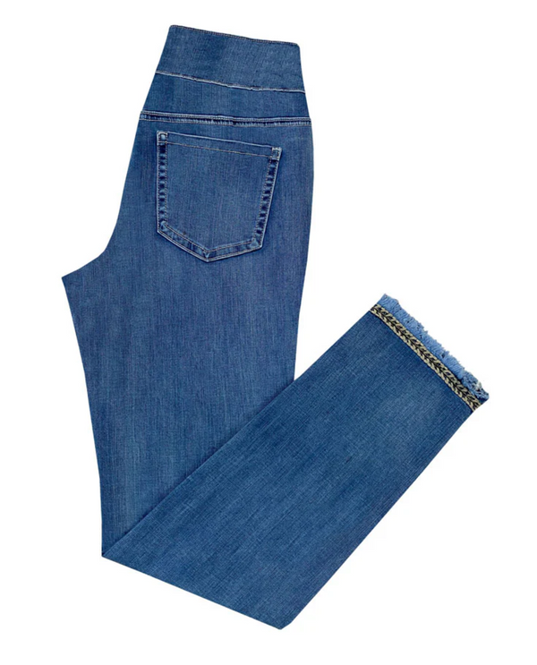 ETHYL PULL-ON JEAN W/ ANKLE EMBROIDERY