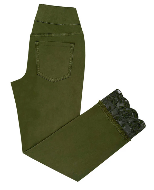 ETHYL PULL ON ANKLE PANT W/ FRAY LAYERS