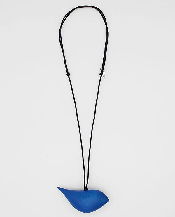 SYLCA EW18N42 WOOD ROBIN NECKLACE COBALT