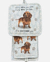 E&S 311-13 RED DACHSHUND OVEN MITT SET