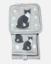 E&S 312-3 BLACK & WHITE CAT OVEN MITT SET