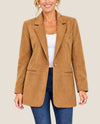 FATE FJ74051 FAUX SUEDE RELAXED FIT BLAZER COGNAC