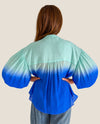 FATE FT23080 3/4 SLEEVE BUTTON DOWN BLOUSE MINT BLUE
