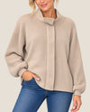 FATE FW10236 ZIP UP MOCK NECK SWEATER JACKET TAUPE