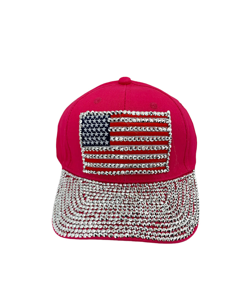 BH7806-C USA FLAG BASEBALL CAP  FUCHSIA