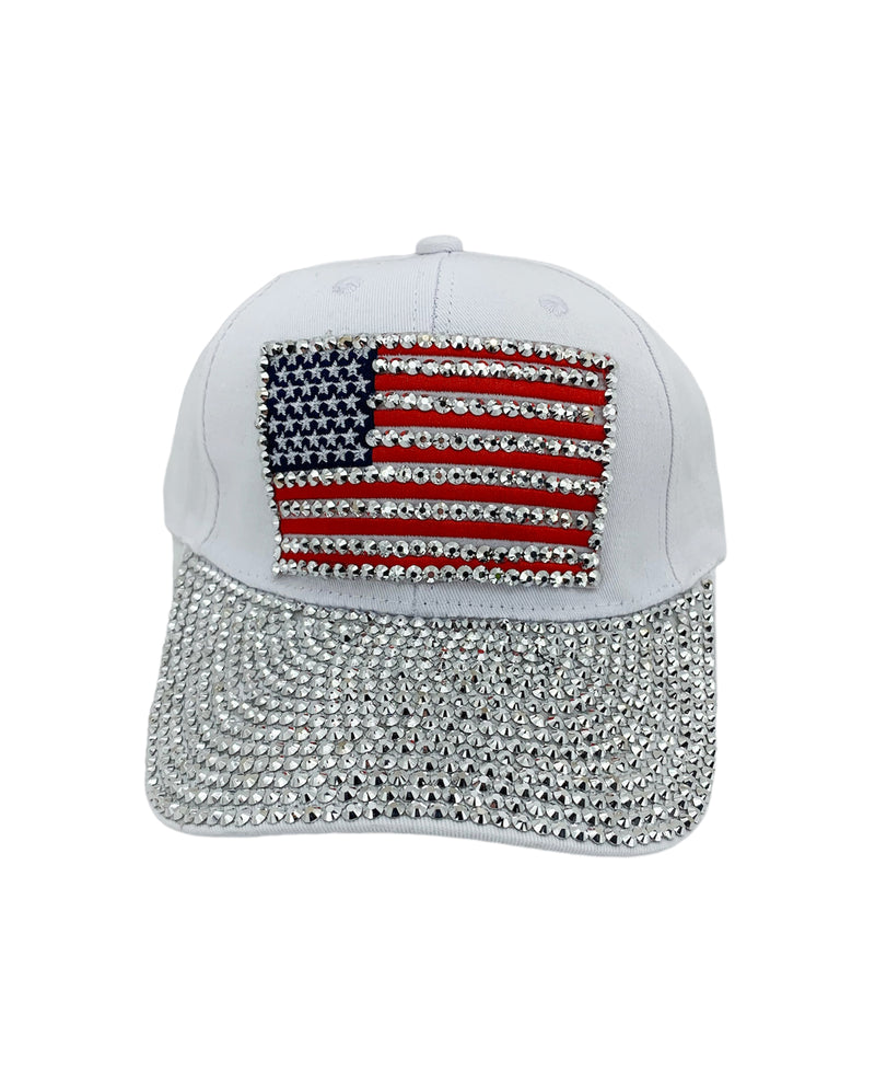 BH7806-C USA FLAG BASEBALL CAP WHITE