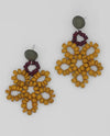 SYLCA BP24E01 BEADED FLOWER EARRING EARTH