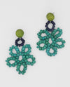 SYLCA BP24E01 BEADED FLOWER EARRING OCEAN