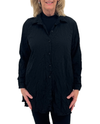 FOCUS CD402P L/S CRINKLE BUTTON DOWN SHIRT BLACK