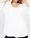 FOCUS COTTON JR-101 MITERED 3/4 SLEEVE TUNIC white