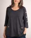 FOCUS D209 BUTTON SLEEVE TUNIC black
