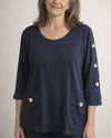 FOCUS D209 BUTTON SLEEVE TUNIC indigo