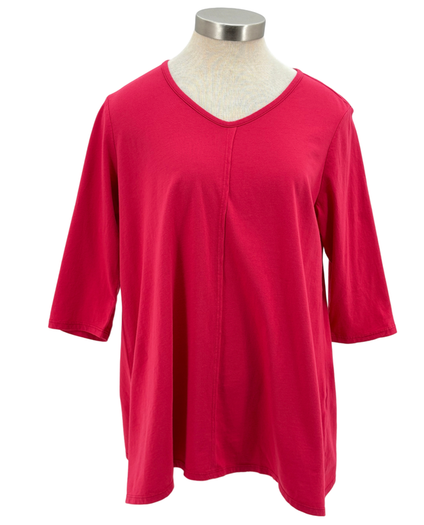 FOCUS SC-115 COTTON 3/4 SLEEVE TUNIC RASPBERRY
