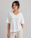 FOCUS SHORT SLV V-NECK TUNIC SC-145 WHITE