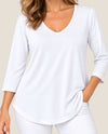 FOCUS T-55 COTTON 3/4 SLEEVE V-NECK T white