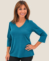 FOCUS T35 3/4 SLEEVE V-NECK T-SHIRT pacific blue