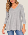 FOCUS TS-101 COTTON 3/4 SLEEVE V-NECK T ash