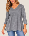 FOCUS TS-101 COTTON 3/4 SLEEVE V-NECK T charcoal