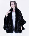 FP60482 SEQUIN/VELVET CAPE BLACK