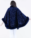 FP60482 SEQUIN/VELVET CAPE NAVY